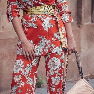ISO XL Zara Red Floral Printed Trousers